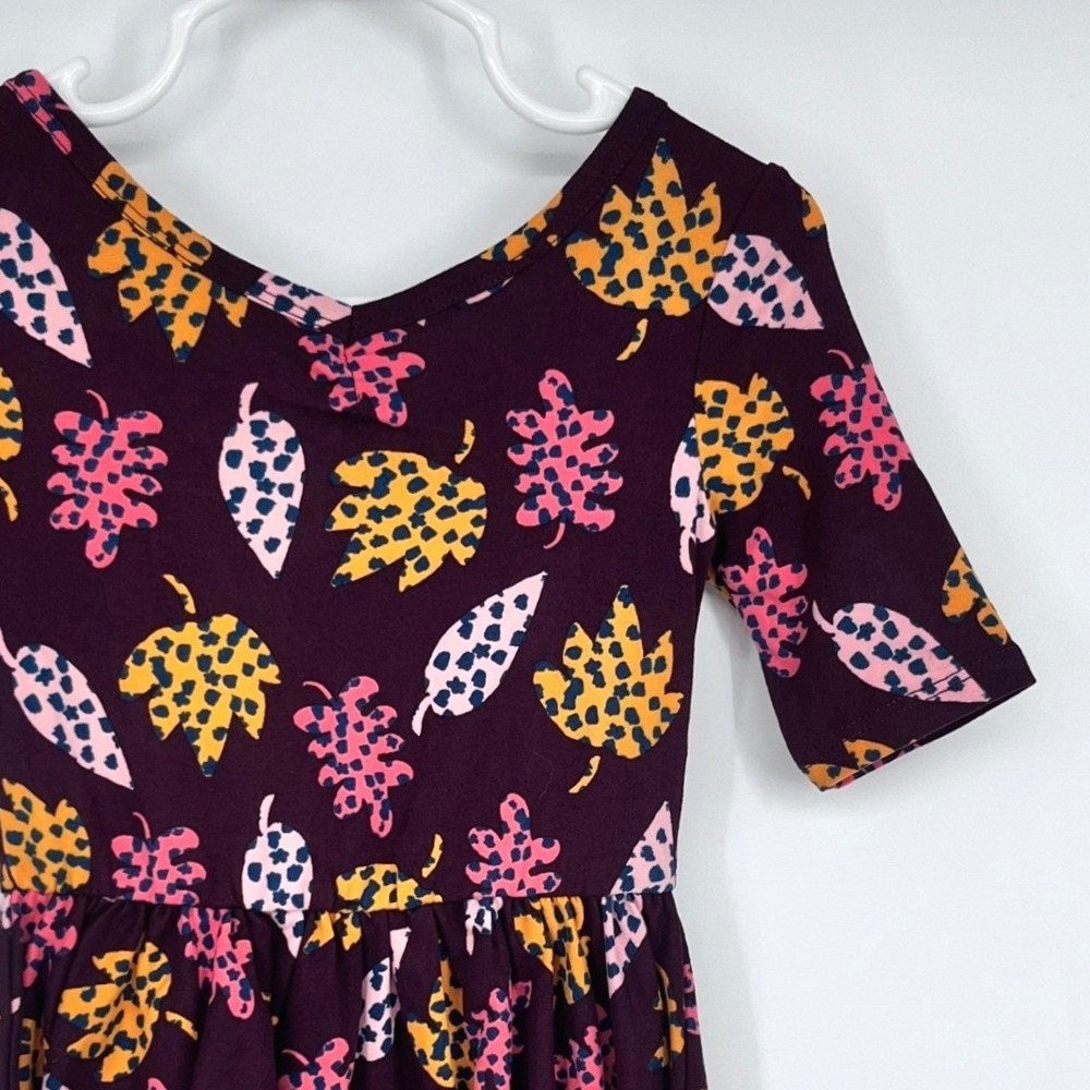 Dot Dot Smile Purple Fall Leaf Dress Crisscross Back Autumn Girls 12/24M NEW